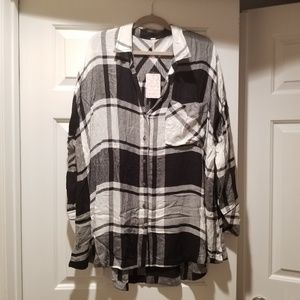 SOLD - Free People Oversized Plaid Tunic - L - NEW